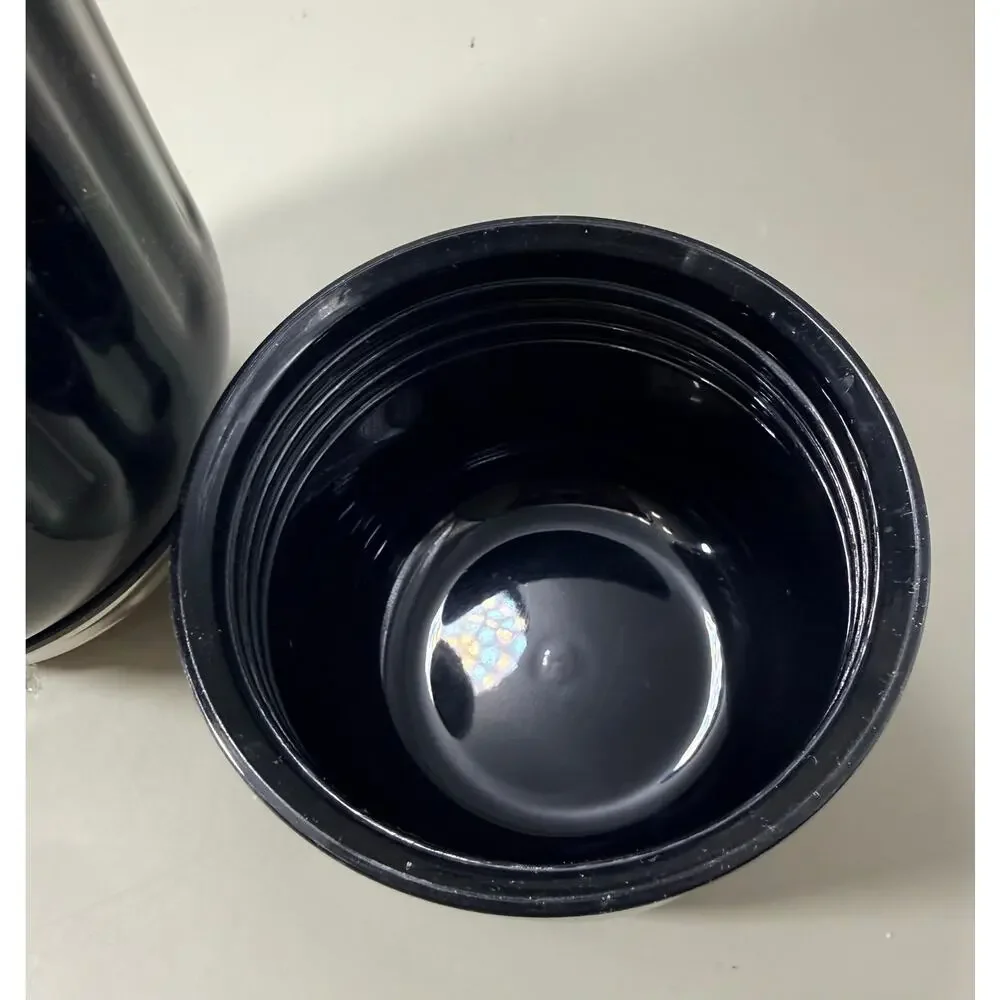 New 16 Oz Insulated Stainless Steel Vacuum Flask Hot/Cold Twist Lid Strap Black